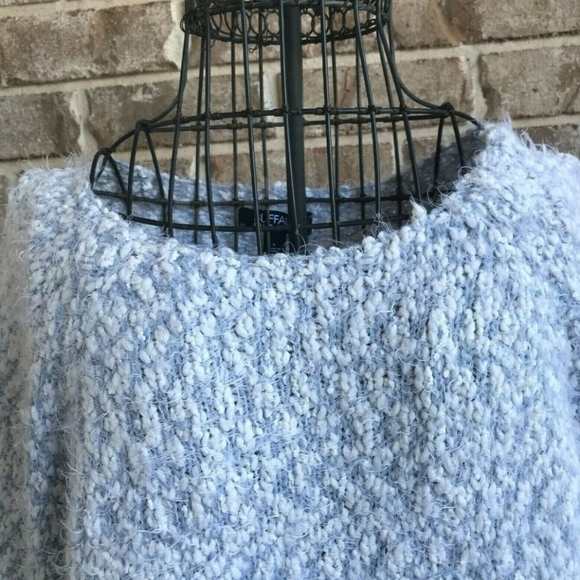 Shaggy Eyelash Sweater Stretchy Blue Grey White NWOT XL - Picture 3 of 14